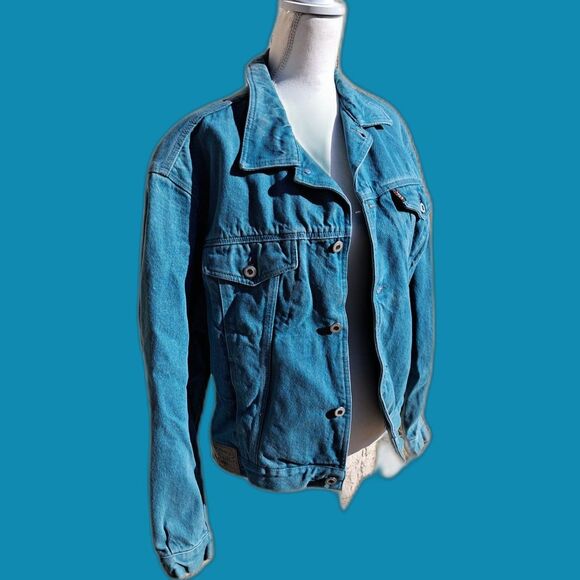 SALE!! AWESOME Teal colored Lee Cooper Ladies Med/Large-Mens Small Jean Jacket - Picture 1 of 7